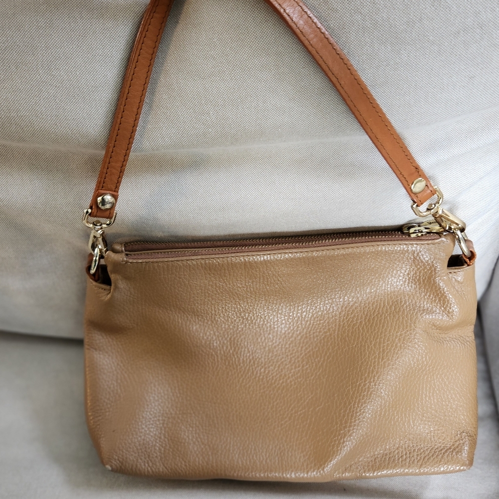 Valentina beige leather cross body bag